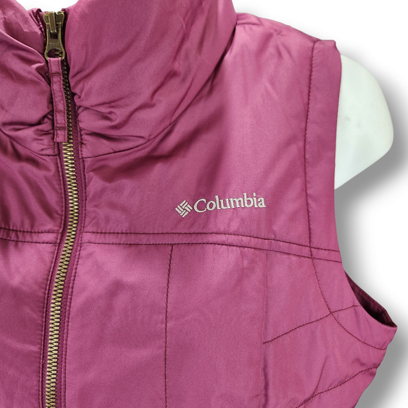 Columbia Puffer Vest Womens Medium Purple Full Zip Lightweight Hiking Gorpcore - Picture 4 of 8